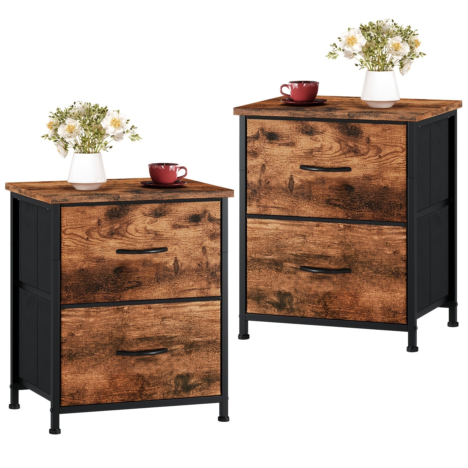 Nightstand shown in the Wood Grain Print, 2pcs option