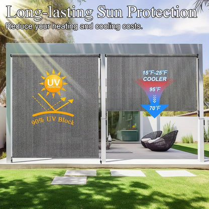 Fabric Outdoor Patio Roller Shade with Multiple Color Options and Added Privacy detail image - detail view 10