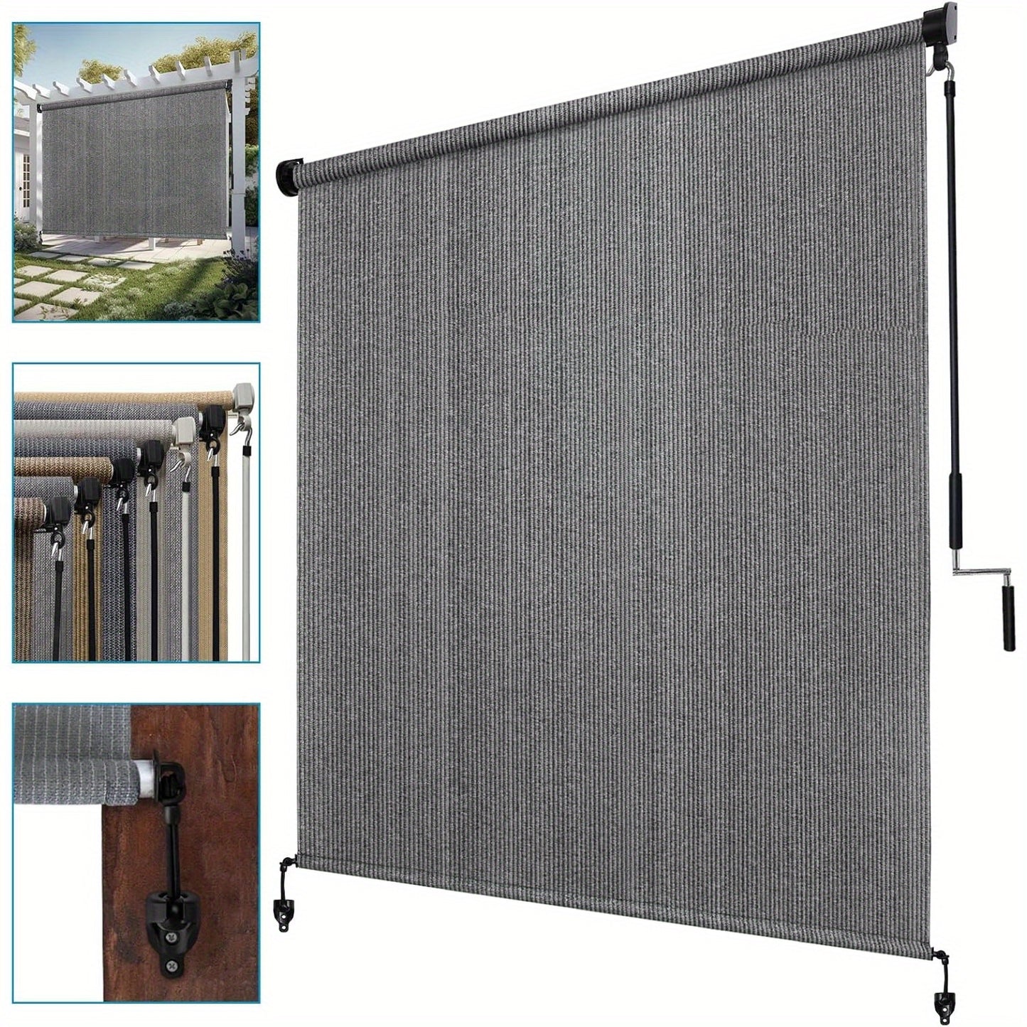 Outdoor Roller Shade shown in the Light Grey, 72"W X 72"H option