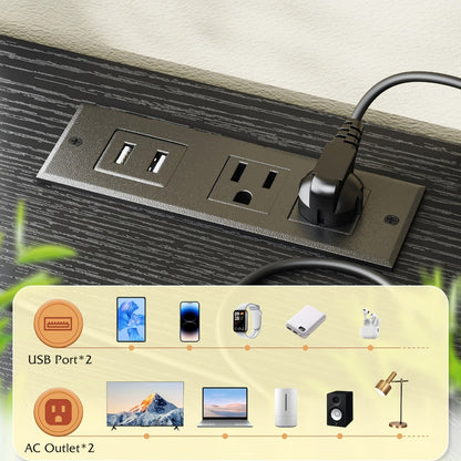 Fabric TV Stand with Charging Station, Living Room TV Console detail image - detail view 11