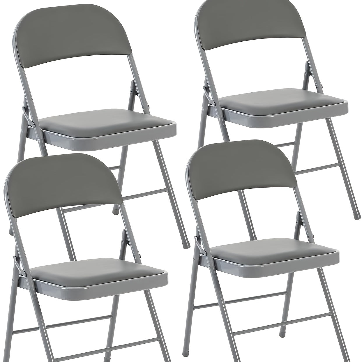 PU Leather Folding Chairs with Padded Seats & Steel Frame, Portable Stackable Chairs for Events Weddings Dining Home Office Church, 2 4 8 10 12 20 Packs Available in Khaki Black Grey