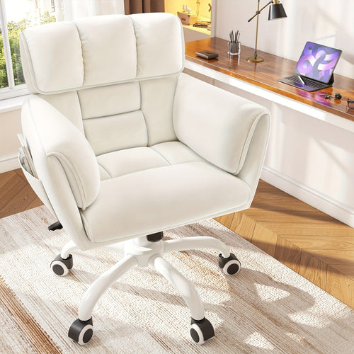 Accent Chair, PU Leather with Arms Adjustable Height Swivel Vanity Chair 250LBS Capacity shown in the main product view