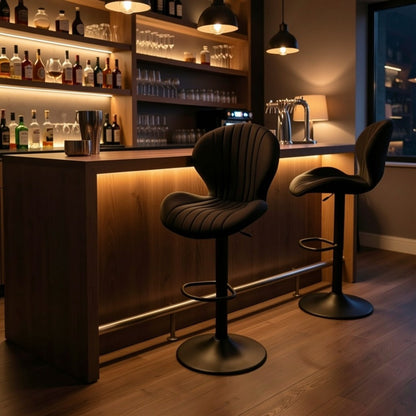 Faux Leather Bar Stool with 360° Swivel for Comfortable Everyday Seating detail image - detail view 10
