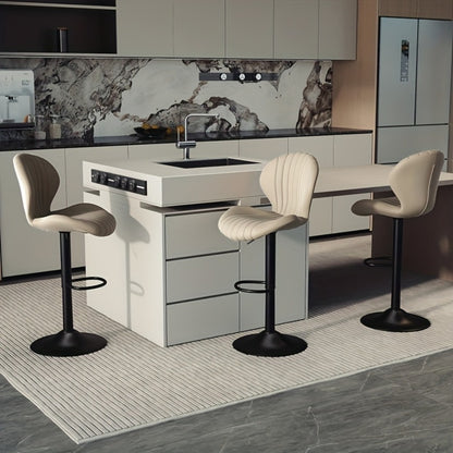 Faux Leather Bar Stool with 360° Swivel for Comfortable Everyday Seating detail image - detail view 37