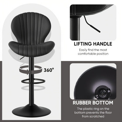 Faux Leather Bar Stool with 360° Swivel for Comfortable Everyday Seating detail image - detail view 8