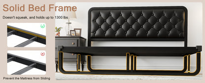 Faux Leather Bed Frame, Bedroom Platform Bed for Bedroom Comfort and Support detail image - detail view 13