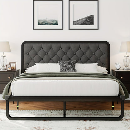 Faux Leather Bed Frame, Bedroom Platform Bed for Bedroom Comfort and Support detail image - detail view 4