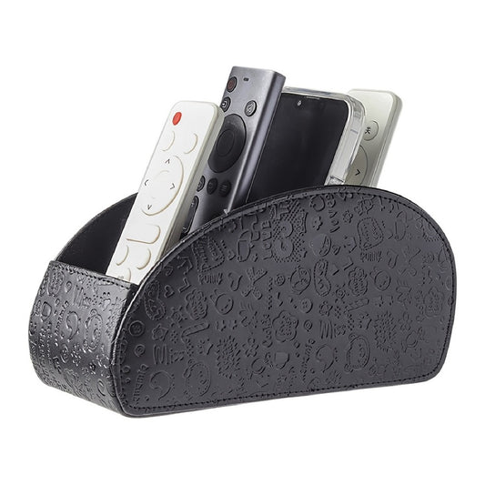 Desktop Organizer, Remote Control Holder with 5 Compartments, Faux Leather TV Remote shown in the main product view