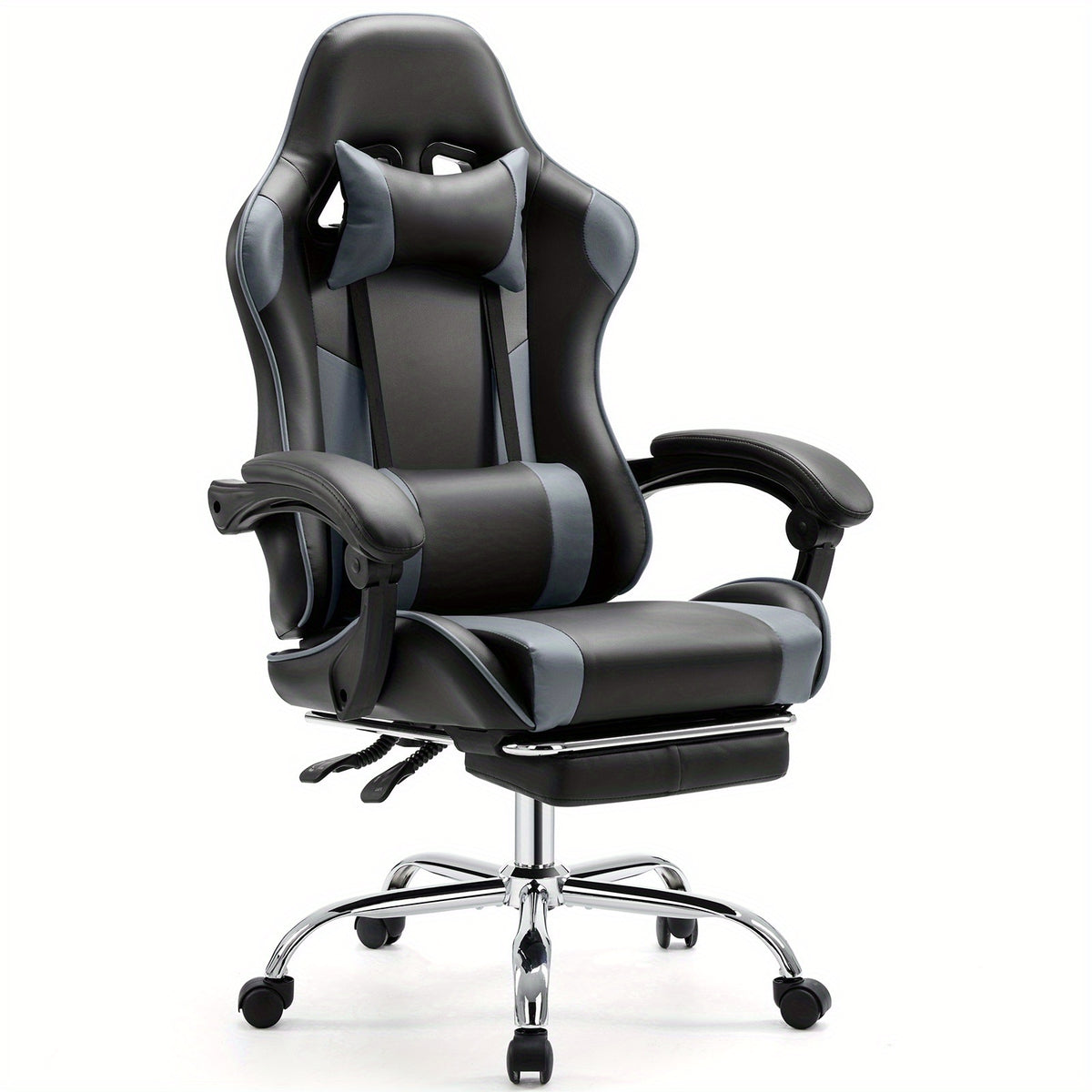 Gaming Chair shown in the Grey, With Footrest option