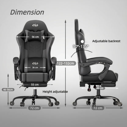 Faux Leather Gaming Chair, Reclining Computer Chair for Home Office detail image - detail view 4