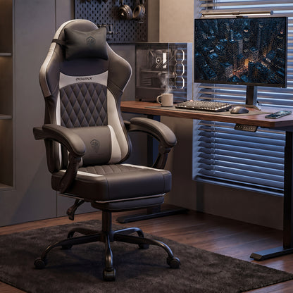 Gaming Chair shown in the Black and white upgraded version option