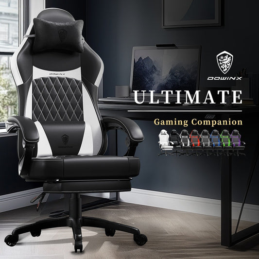 Gaming Chair, PU Leather with Pocketed Spring Cushion & Massage Lumbar Support - Ergonomic shown in the main product view