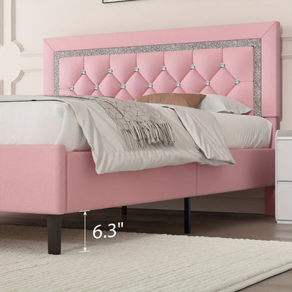 Faux Leather Twin Bed Frame with Solid Wood Construction for Bedroom Comfort and Support detail image - detail view 15