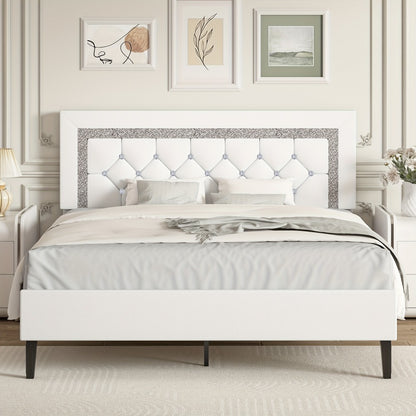 Faux Leather Twin Bed Frame with Solid Wood Construction for Bedroom Comfort and Support detail image - detail view 4