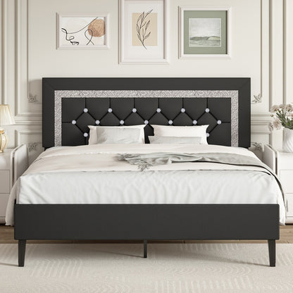 Faux Leather Twin Bed Frame with Solid Wood Construction for Bedroom Comfort and Support detail image - detail view 8