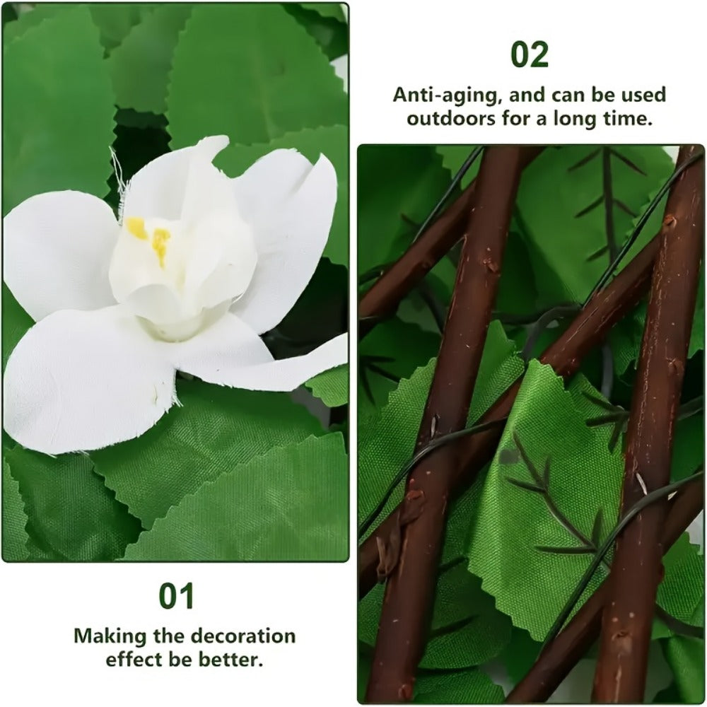 Expandable Artificial Vine Privacy Fence Set of 2 Connectable Green Wall Panel UV Resistant for Outdoor Garden Patio Balcony Home Decor – Purple Orchid & White Orchid, Free US Shipping