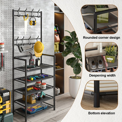 Shoe Rack with 10 Shoe Bags, Entryway Shoe Organizer & Hat Rack for Living Room Bedroom Hallway Dorm, Multi-Layer Freestanding Shoe Storage Shelf