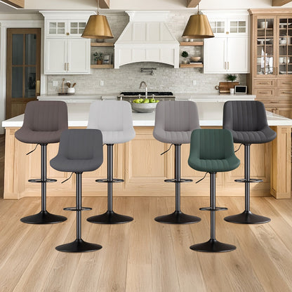 Counter Height Bar Stools Set of 1 2 3 4 Adjustable Swivel Upholstered Barstools with Back & Footrest for Kitchen Counter & Island – 6 Colors