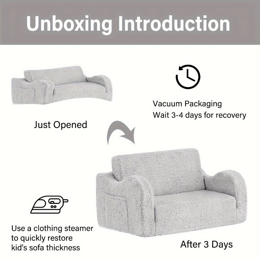 Tiita Kids Sofa Chair, 2 In 1 Fold Out Couch, Comfy Kids Sofa For Playroom-Extra Soft 2 Seats, Glow In The Dark Children Couch To Lounger For Girls Boys