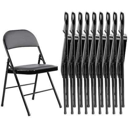 PU Leather Folding Chairs with Padded Seats & Steel Frame, Portable Stackable Chairs for Events Weddings Dining Home Office Church, 2 4 8 10 12 20 Packs Available in Khaki Black Grey