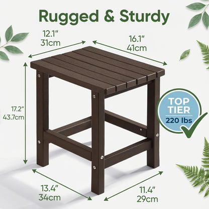 Adirondack Square Side Table, HDPE Outdoor Side Tables, Weather Resistant End Table for Patio, Backyard, Pool, Indoor Companion, Beach, Easy Maintenance, Halloween & Christmas Decorations