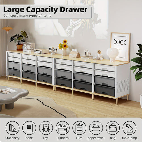 TOOLF 12 Drawer Storage Cabinet with Tabletop, Cube Organizer for Home & Office, Ideal for Living Room, Bedroom, Classroom, Playroom, And Craft Room