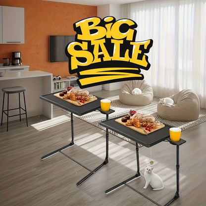 Big 2-Pack/ 1-Pack Adjustable Folding Table - TV Tray Table, 6 Adjustable Heights, 3 Tilt Angles, Suitable for Food Service Furniture And Restaurant Multifunctional Dining Table
