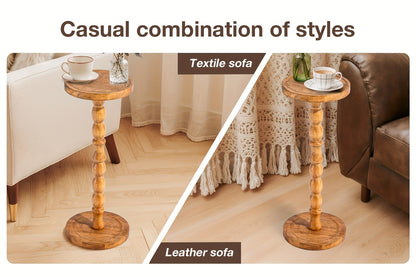 Small Side Table with Solid Wood Legs Modern Accent Table for Living Room Bedroom & Office - Plant Stand Coffee Table End Table for Small Spaces | Walnut Black Round Table Options
