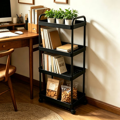 4 or 5-Tier Rolling Storage Trolley Rack – Movable Multi-Layer Floor Organizer for Bathroom, Kitchen & Toilet, White or Black