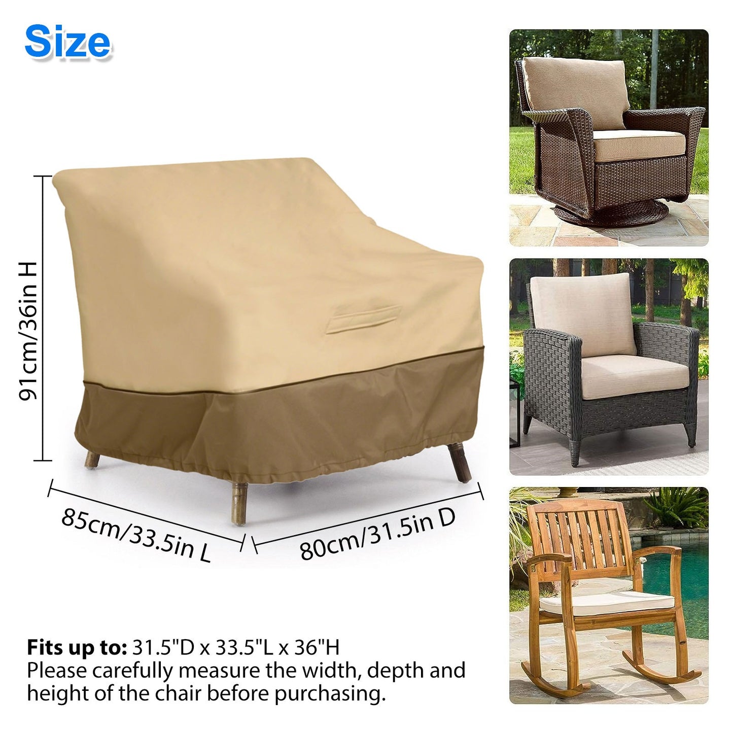 Heavy Duty Patio Chair Covers, Waterproof Oxford Fabric with PVC Coating, Dustproof Lawn Furniture Cover for Outdoor, Ideal for Garden and Veranda Use