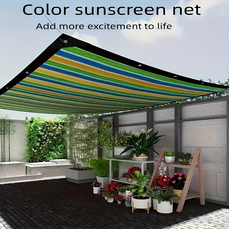 Outdoor Terrace Canopy - UV Protection & Sun Shade Net Cover with Strated Design, Easy Assembly, Suitable for Garden, Balcony, - Mixed Colors UV Shield Outdoor Sun Cover