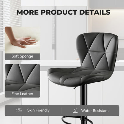 Swivel Bar Stools Set of 1/2/3/4, Adjustable Height Faux Leather Upholstered Counter Stools with Back & Thickened Cushion, Modern Island Barstools for Kitchen, Restaurant & Home Bar – Black White Gray Khaki