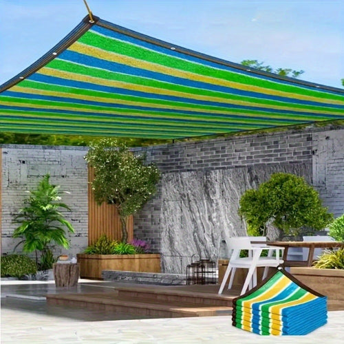 Sun Shade Net Striped Multicolor 90% Sunblock Breathable HDPE Plastic Corner Guards – 2 Sizes Outdoor Shade Cloth for Garden Terrace Balcony Carport Picnic