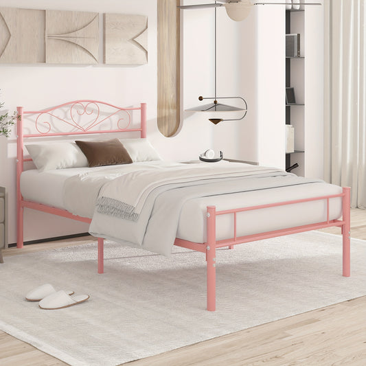 VECELO Metal Bed Frame with Head And Foot Boards, Steel Slats Mattress Support, No Box Spring Required, Available in Twin, Full, And Queen Sizes
