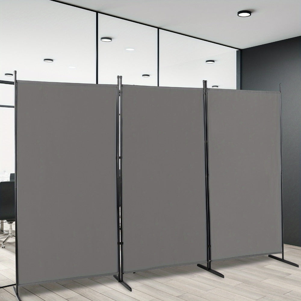 6 Ft Trifold Room Divider Privacy Screen Foldable Partition Panel 160G Polyester Fabric Steel Frame for Office Bedroom Living Room 2 Colors