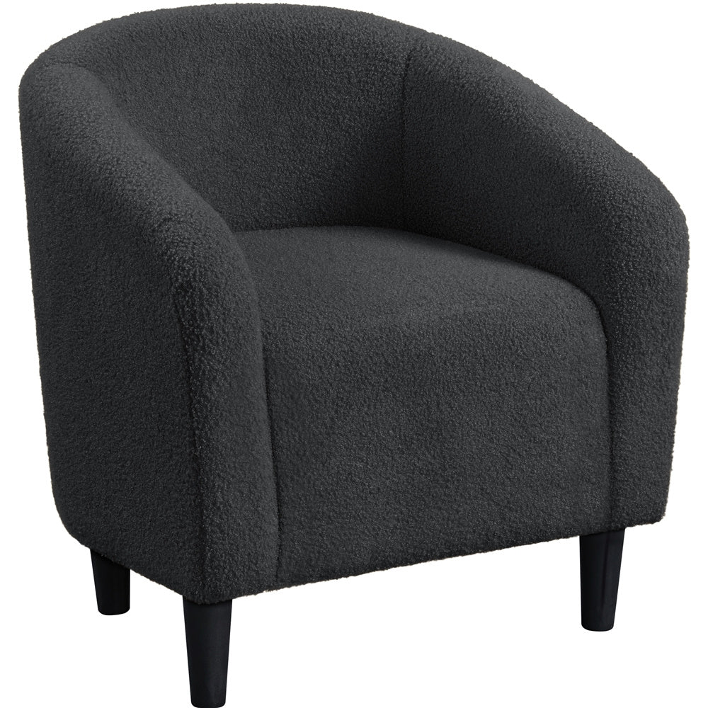 Costoffs Boucle Barrel Accent Chair with Arms, Upholstered Armchair for Living Room, Bedroom, Furniture for Home, Stylish and Comfortable Club Chair for Bedroom, Ivory/Black/Dark Gray/Blue/Yellow