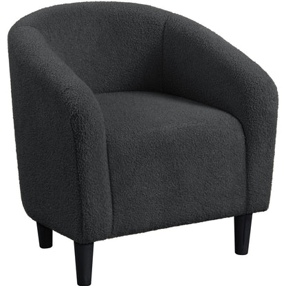 Costoffs Boucle Barrel Accent Chair with Arms, Upholstered Armchair for Living Room, Bedroom, Furniture for Home, Stylish and Comfortable Club Chair for Bedroom, Ivory/Black/Dark Gray/Blue/Yellow