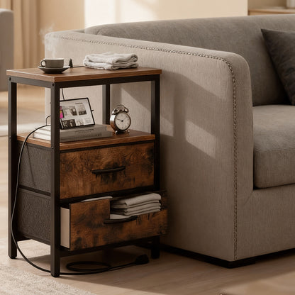 Nightstands shown in the Brown, 1 Pc with 2 Drawers option