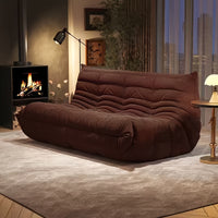 Brown three-seater sofa