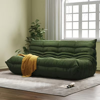 Green three-seater sofa