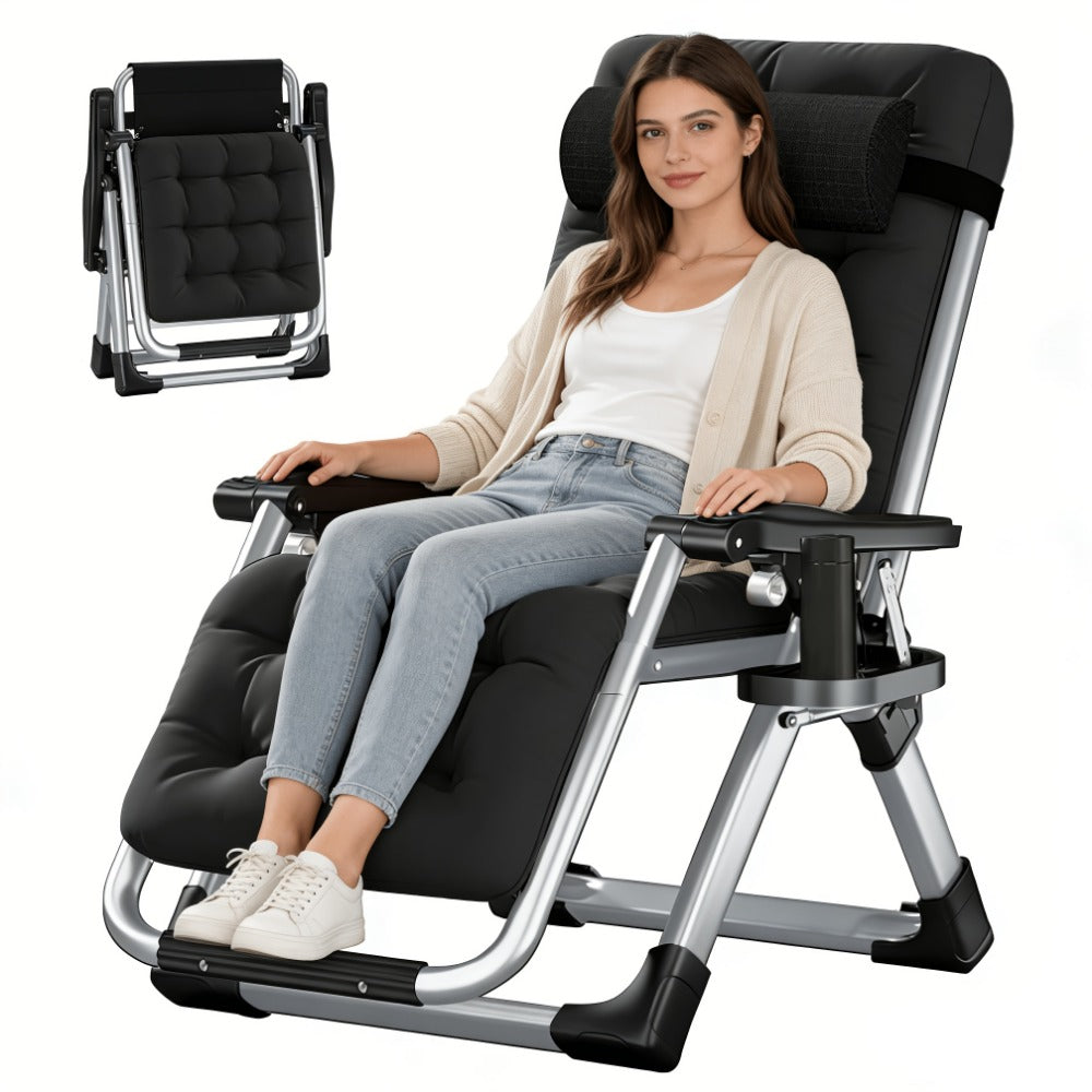 Foldable Chaise Lounge Chair with Removable Cushions and Adjustable Headrest for Patio detail image - detail view 3