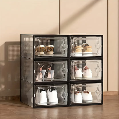 Foldable Clear Stackable Shoe Storage Box with Secure Lid and Stackable Design detail image - detail view 3