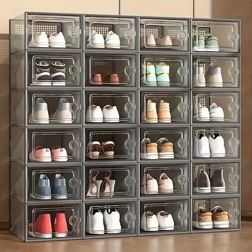 Foldable Clear Stackable Shoe Storage Box with Secure Lid and Stackable Design detail image - detail view 7