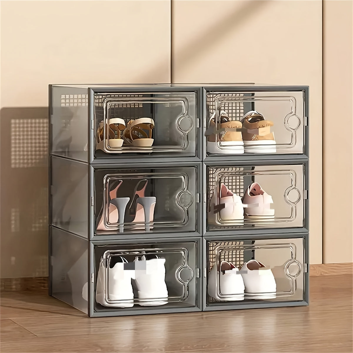 Shoe Box shown in the Gray, 6pcs option