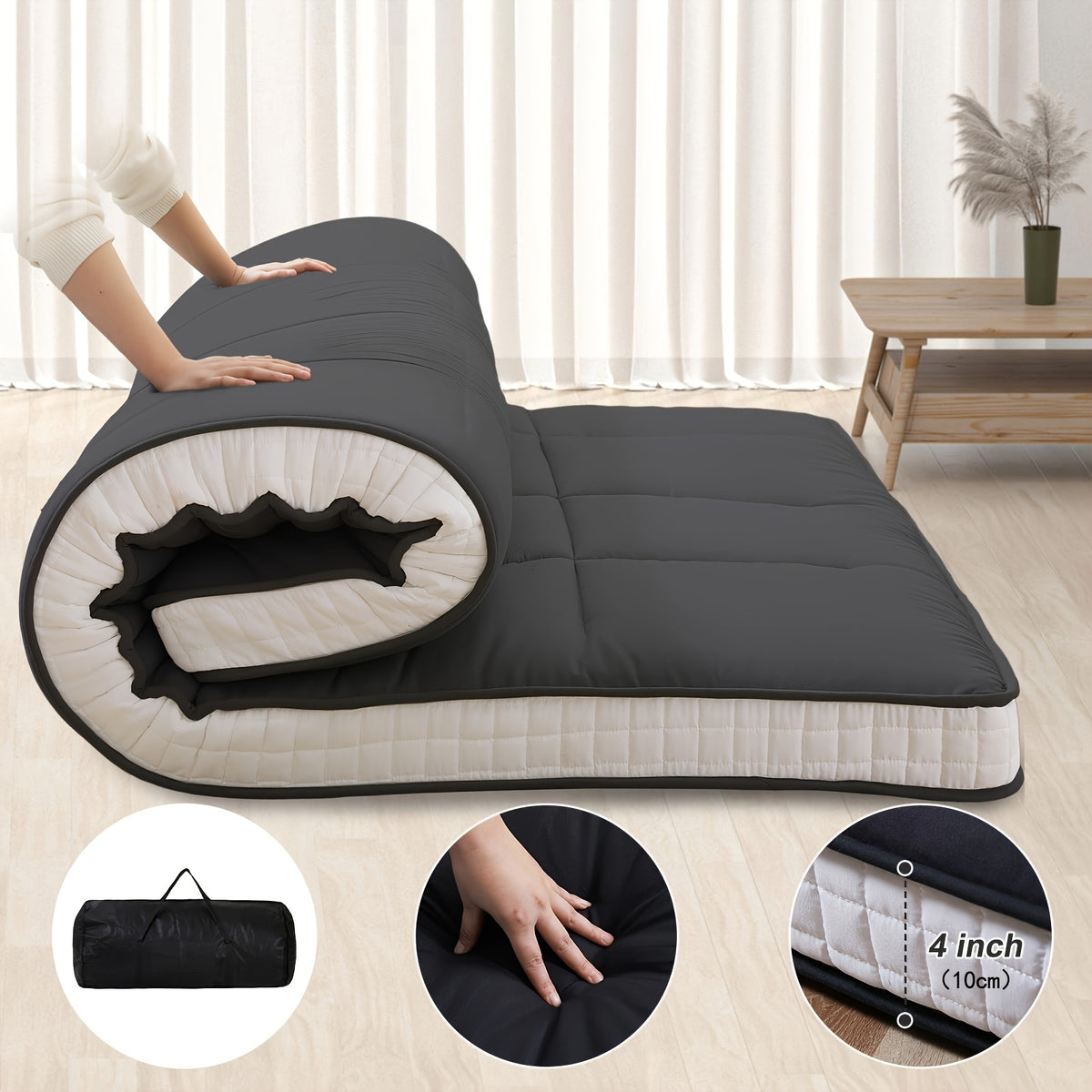 Floor Mattress shown in the Black, Twin: 80"L×39"W option