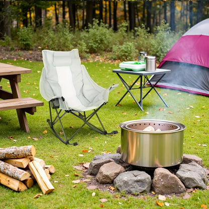 Foldable Heavy-Duty Camping Chair with Cup Holder and Storage Pocket for Patio detail image