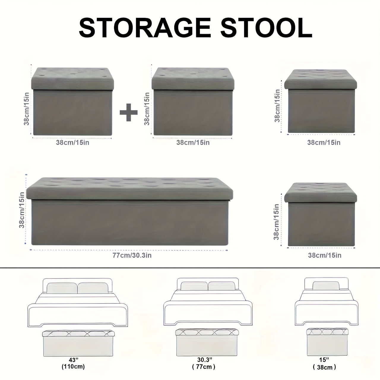Ottoman shown in the 15in+15in+30in-Grey option