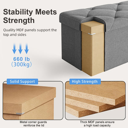 Foldable Heavy-Duty Ottoman with Hidden Storage for Living Room detail image - detail view 15