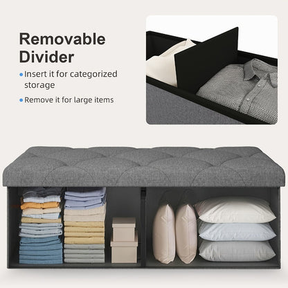 Foldable Heavy-Duty Ottoman with Hidden Storage for Living Room detail image