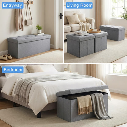Foldable Heavy-Duty Ottoman with Hidden Storage for Living Room detail image - detail view 4